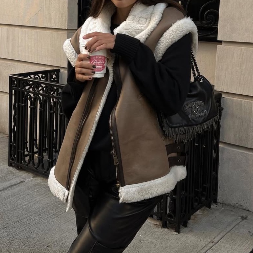 Zara faux suede and shearling vest